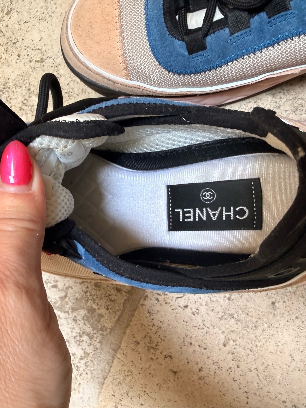 Chanel platform sneakers- blue, pink, beige. Size 39. 100% authentic. - Picture 3 of 12